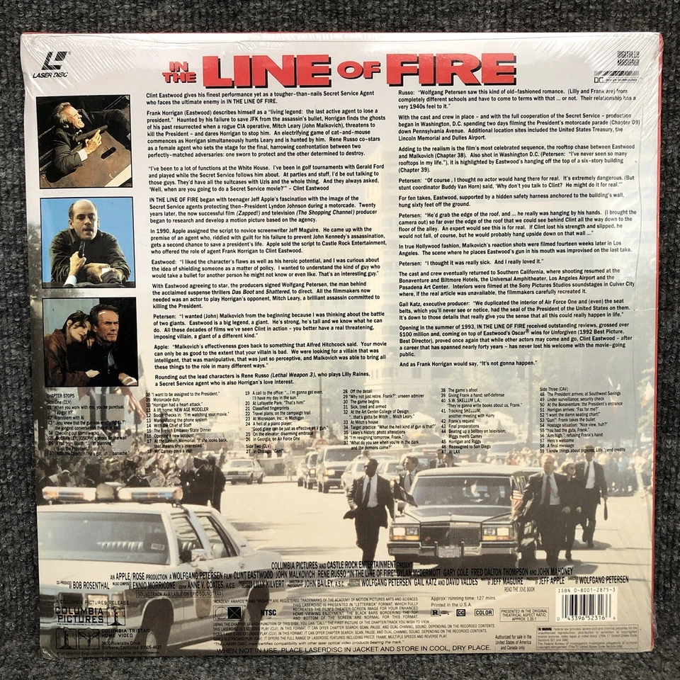 In the Line of Fire 12” Laserdisc Deluxe Widescreen Edition Clint Eastwood *New* Foto 2 de 3