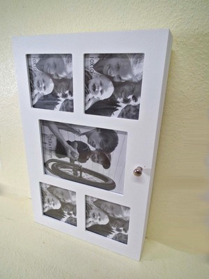 Schmuck-Hängeschrank Schmuckkästchen mit 5 Fotorahmen - helles weiß - 6