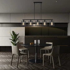 Black 5-Light Chandelier Hanging Pendant Light Ceiling Fixture LED Lamp Bedroom