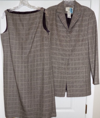 Mondi EU 38 US 8 S geometric sheath wool dress w/blazer jacket coat suit set