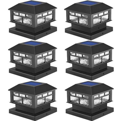 Solar Post Lights Outdoor, 20LM Fence Post Cap Lights, Waterproof, 6