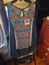 Umgee Size Medium Oversized Floral Trapeze Swing Mini Dress Flounce Boho