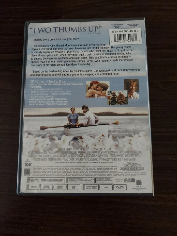 The Notebook (DVD 2004, Full Screen Widescreen) Platinum Series 2-Disc Set Foto 2 de 4
