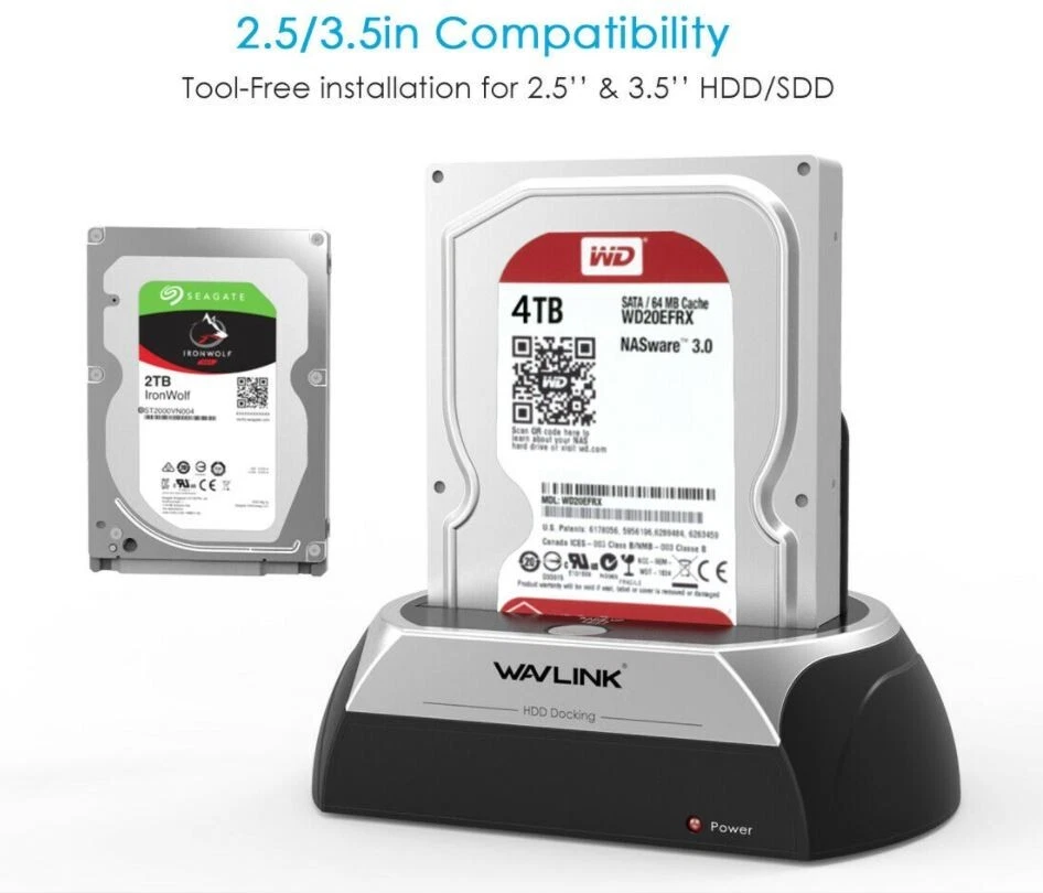 Wavlink Communicator C1 USB 2.0 Single Bay Docking Station 2.5 3.5 SSATA HDD SSD - Image 3 of 3