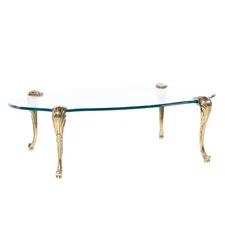 P.E. Guerin Style Brass and Glass Coffee Table