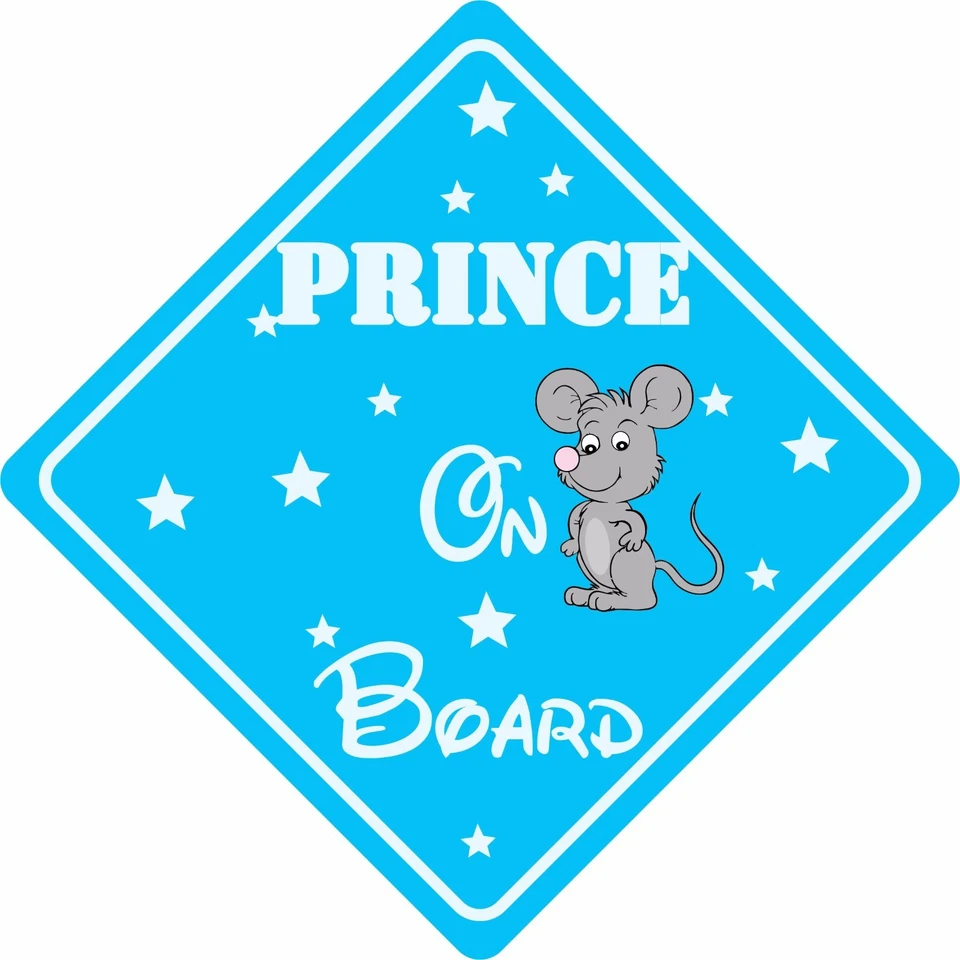 STICKERSHOP103 PRINCE ON BOARD MOUSE Car Sign Sticker Baby Child Children Safety Kids Boy