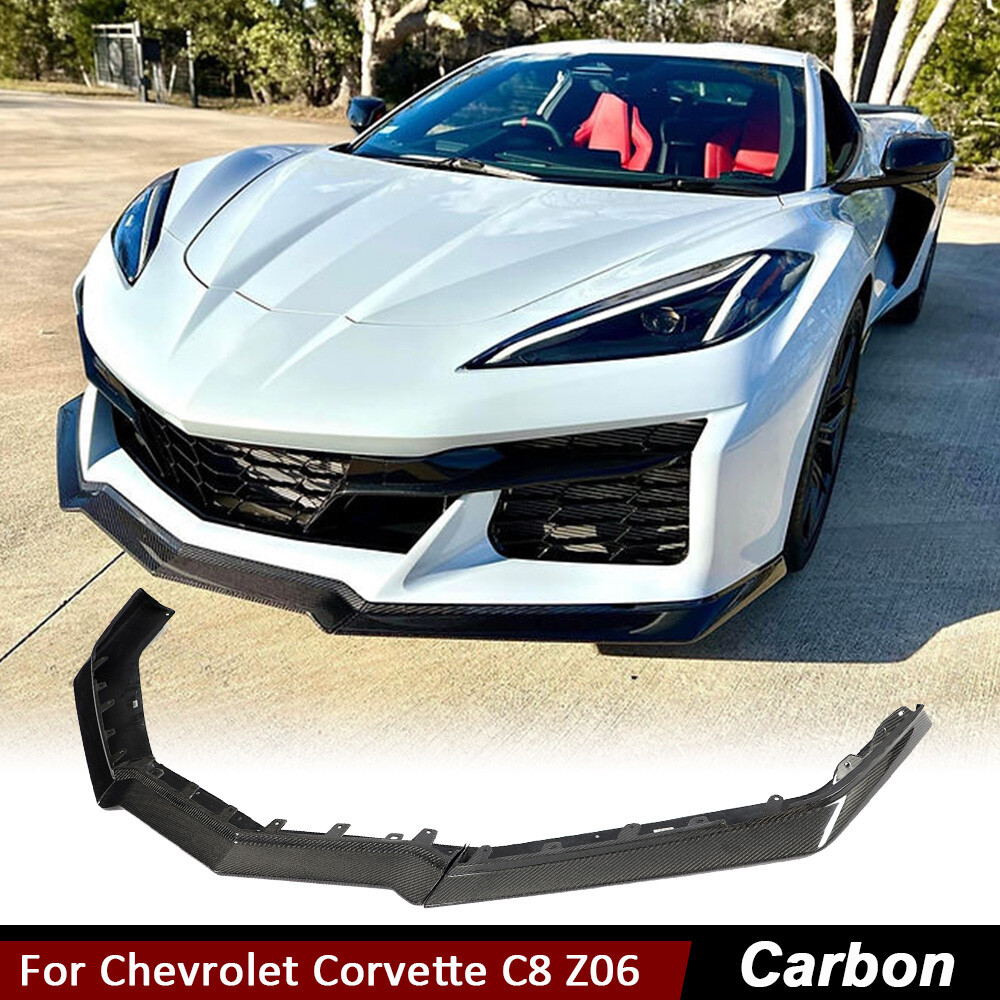 For Chevrolet Corvette C8 Z06 2020-24 Real Carbon Fiber Front Bumper Lip Spoiler