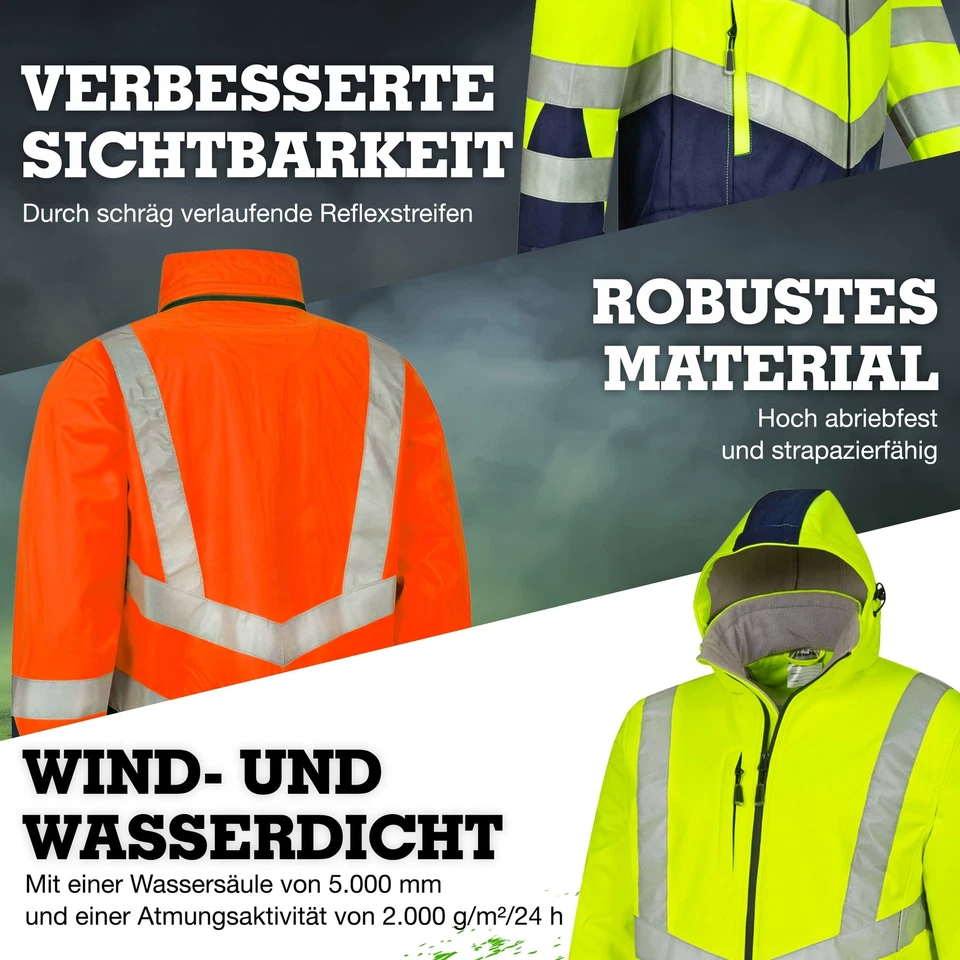 Warnschutz Softshelljacke Warnschutzjacke gelb orange Arbeitsjacke Safetytex - Bild 4 von 4