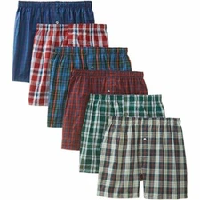 3-12 pack Men's Checker Plaid Shorts Assorted Cotton Boxers Trunks Underwear