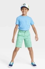 Boys' Flat Front 'At The Knee' Chino Shorts - Cat  Jack  Green shark size 4