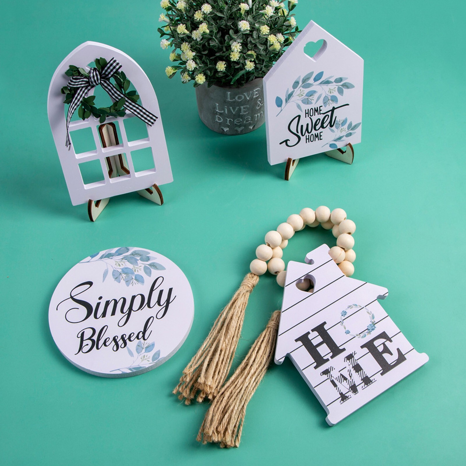 Rustic Wooden 2 Tiered Tray Set Decor Food Fruits Cupcake Display Home