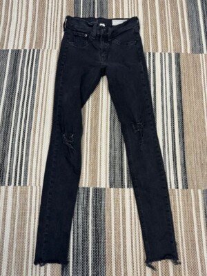 Rag Bone Womens Legging Denim Jeans Stretch Distressed Raw Black Wash 25 