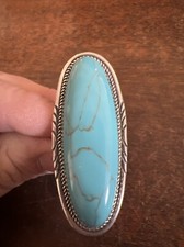 Native American Womens Navajo Blue Green Turquoise Large Ring Size 9 A Very Nice