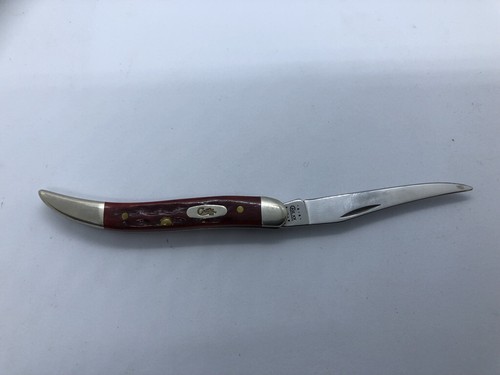 New Case XX 610096 SS Toothpick Knife Pocket Worn 2000 Jigged Red Bone Handle - Picture 2 of 5