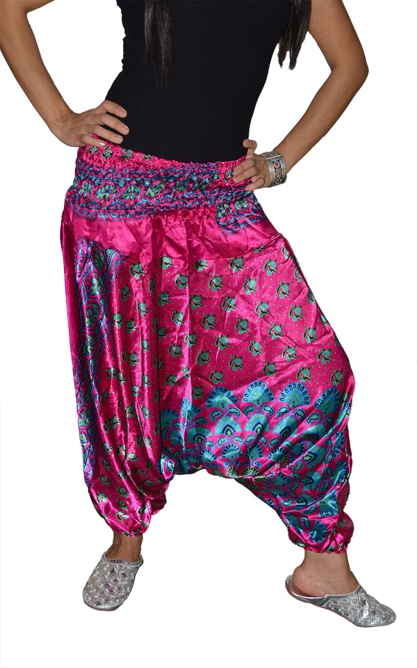 Pantalones Harén Yoga Pantalón Informal Cómodo Satén Talla Única Magenta Foto 2 de 4
