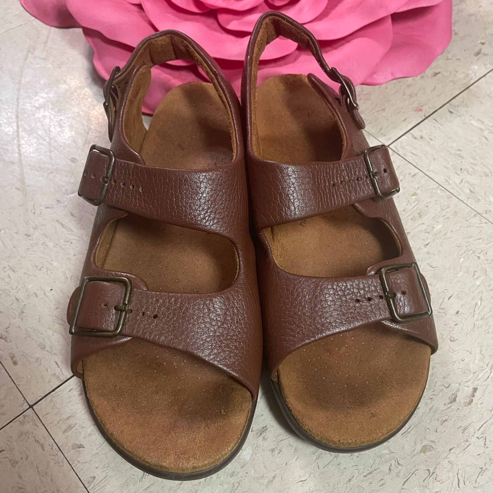 APL SAS Sandali Relaxed Donna Tg 9 Stretti Grizzly Pelle Marrone Regolabile Comfort