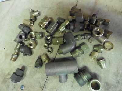 Lot apx 40 Bronze brass compression fitting plumbing  faucet cast