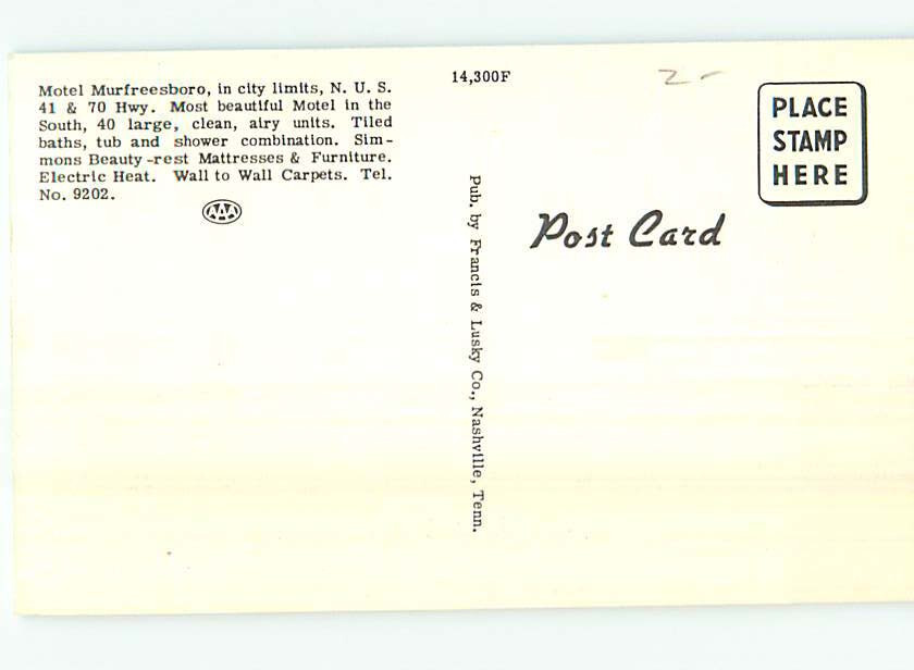 Linen MOTEL SCENE Murfreesboro Tennessee TN 10/19 AD9800 eBay