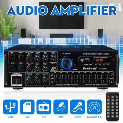 2000W bluetooth Verstärker Vollverstärker HiFi Stereo Amplifier Digital AS-336BU