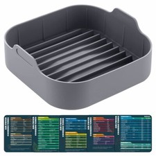 8 Inch Air Fryer Liners Square Silicone Pot with 5 PCS Air Fryer Magnetic Cheat