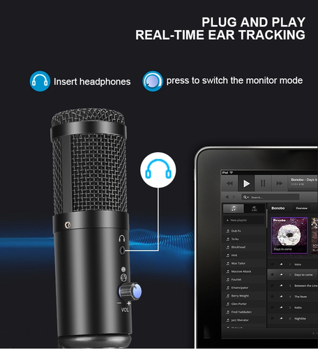 Studio Set Condenser Professional Microphone broadcasting USB Computer Mic Stand - Foto 3 di 12