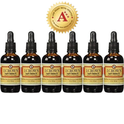 J.CROW'S  Lugol's Solution of Iodine 2% 2 oz Six Pack (6 bottles)