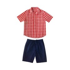 Member's Mark Boy's 2 Piece Button Short Sleeve Shirt Drawstring Short Set Size8