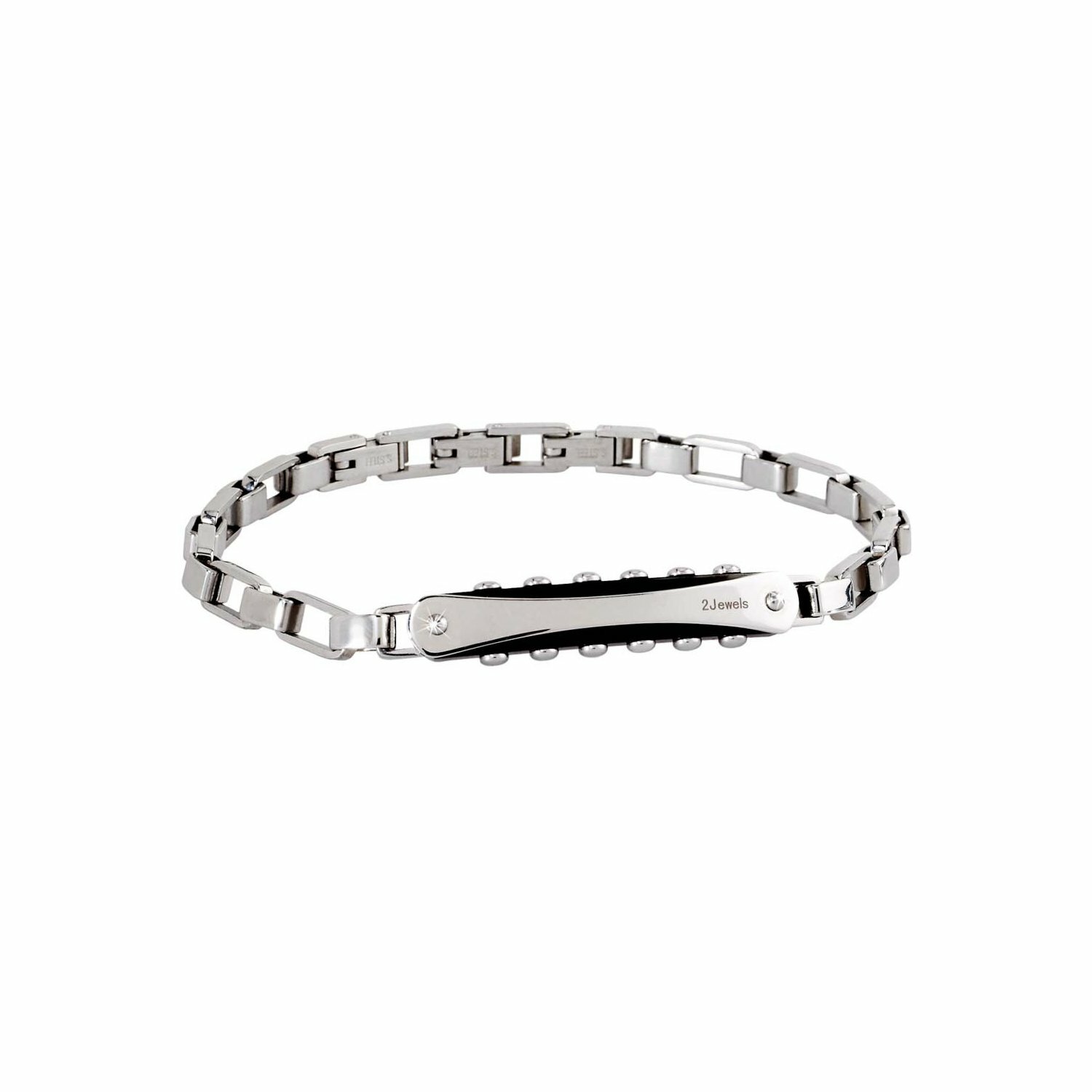 2JEWELS Outlet Pulsera Hombre Del Muchacho Firma Acero Cristal Circonita Diamond