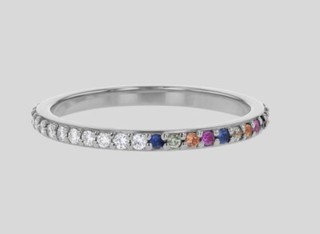 Dainty Solid 18k White Gold Diamond Eternity Band Ring Size 9