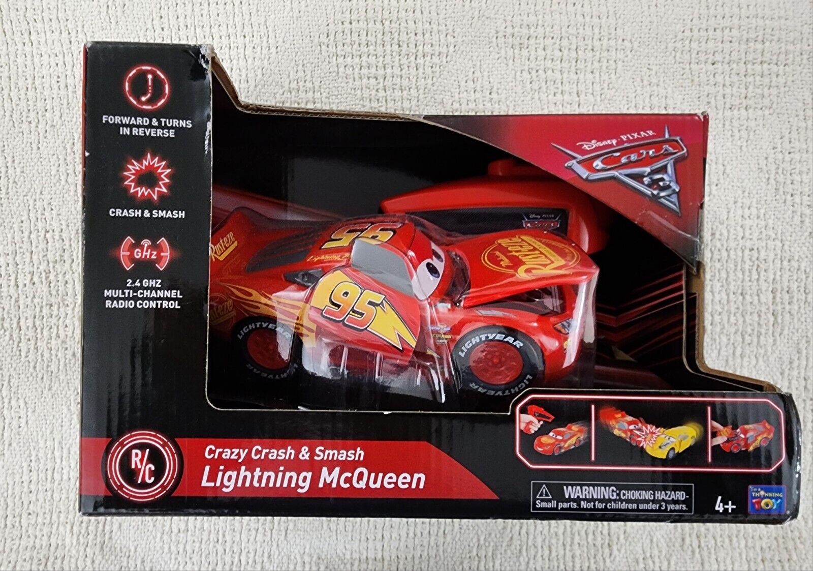 Cars 3 Lightning Mcqueen Crazy Crash And Smash Rc Car Thinkway Toys Brand  NEW!