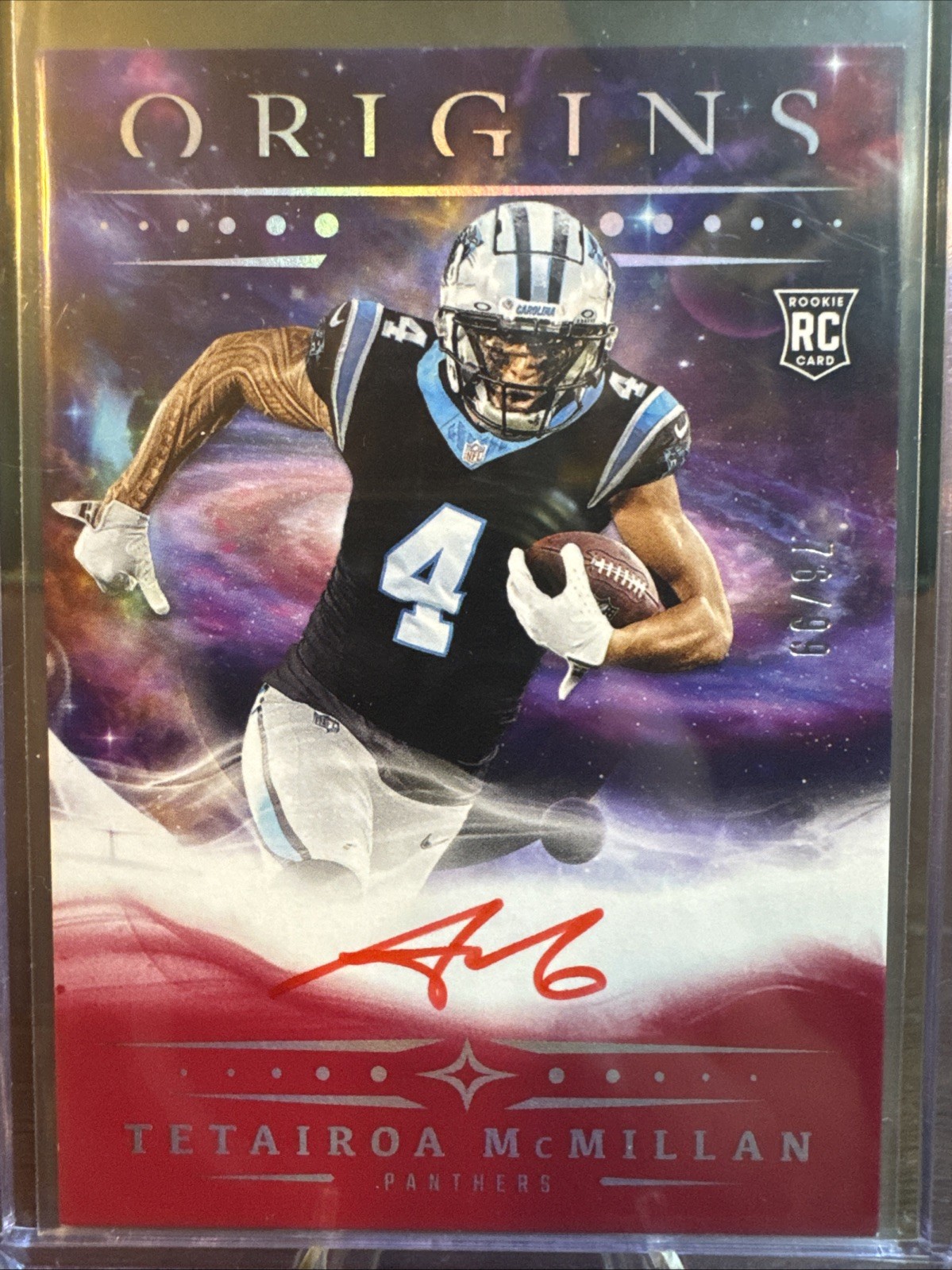 2025 Panini Origins-Rookie Autographs Tetairoa McMillan #RA-TET Red /99 (AU, RC)