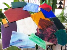 Lot of Stained- Glass Lg Remnants- 14pc.- 12 lbs.- Assorted Color/Texture/Marble