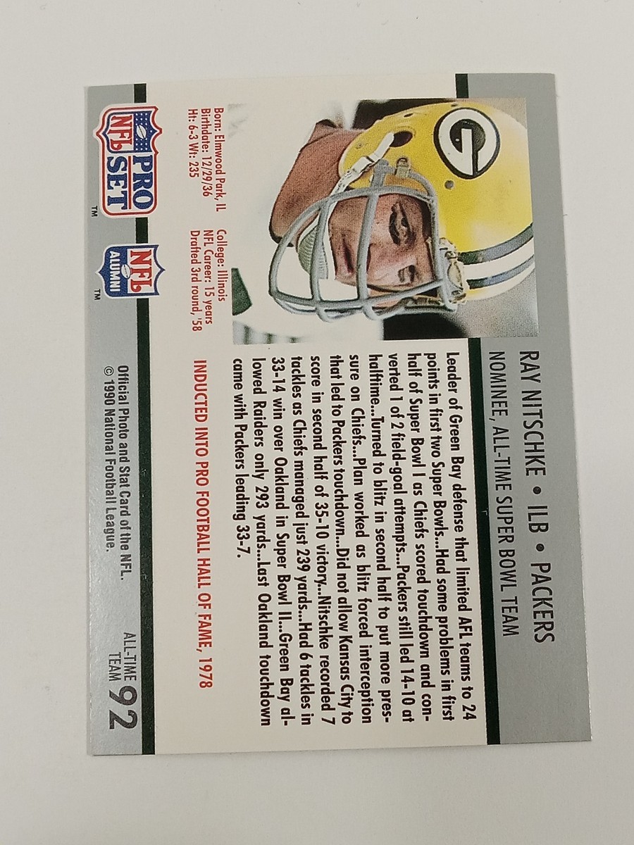 1990 NFL Pro Set Super Bowl Supermen #92 Ray Nitschke Green Bay 