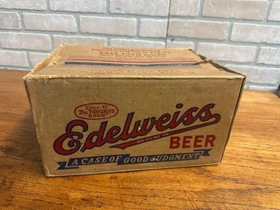 RARE Edelweiss Beer Carboard Box Case for 12 Cone Top Beer Cans IRTP Chicago