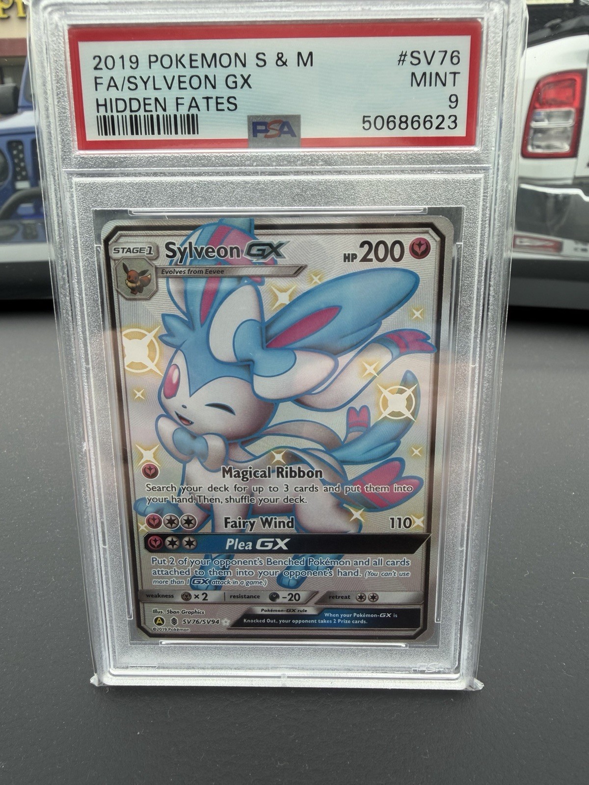 Sylveon GX SV76/SV94 2019 Hidden Fates Shiny Holo PSA Graded 9 Mint Slab
