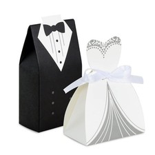 BEISHIDA Wedding Favor Boxes - Small Bride and Groom Candy Boxes for Bridal S...