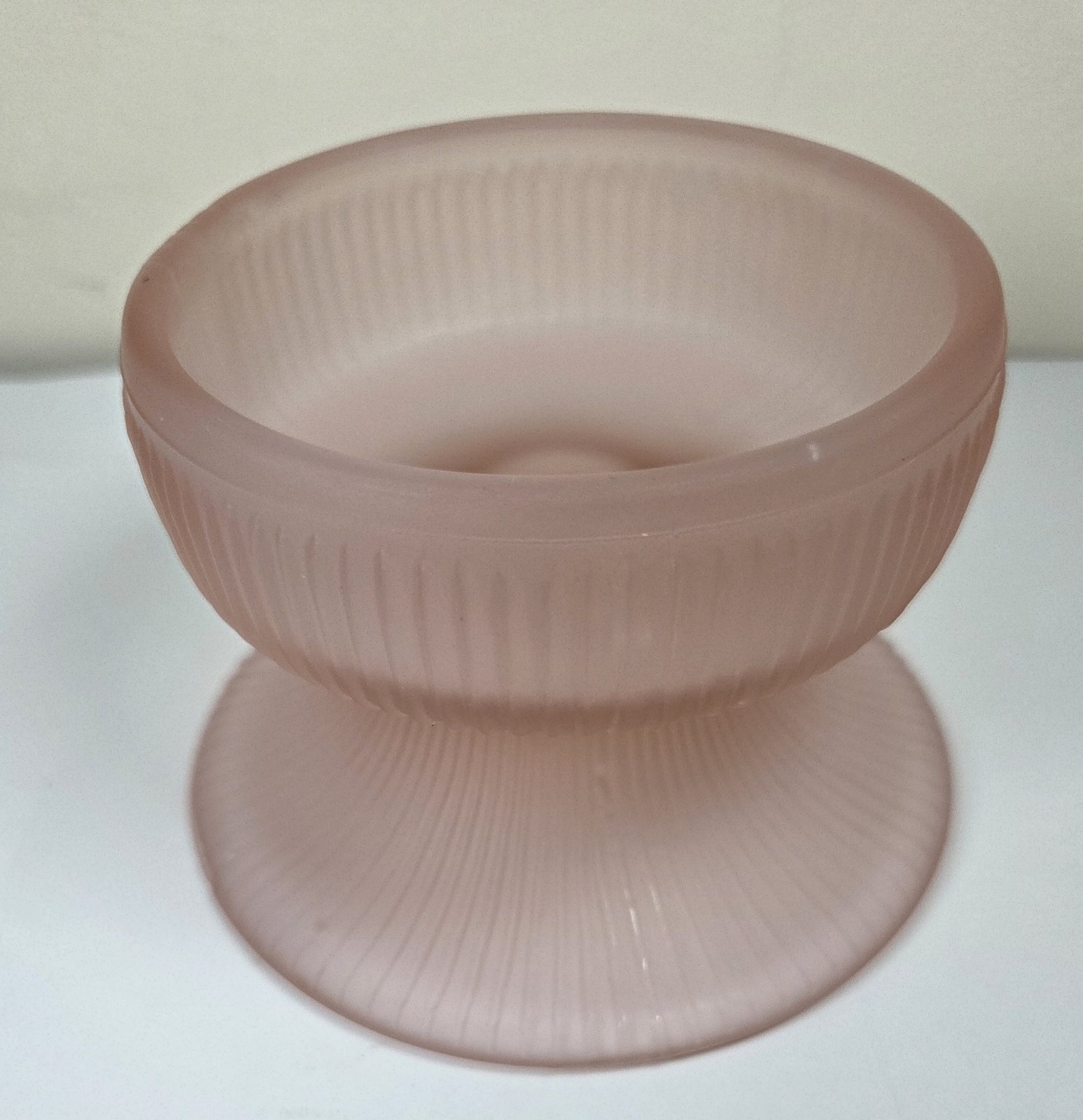 Vintage Large  Frosted Pink Ribbed Candle Holder