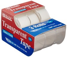 BAZIC 3/4" X 500" Transparent Tape 3/Pack 0.75-inch X 500-inches, Red