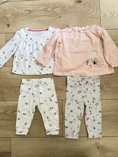Baby Girls 3-6 Months F&F Trouser Set Outfit Bundle Dogs Flowers Floral