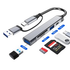  5-in-1 USB Hub 5-in-1 Hub with USB Converter  Supports OTG  Phone, Computer,