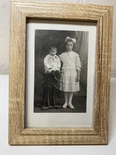 Framed RPPC Postcard – Two Children Siblings Studio Portrait