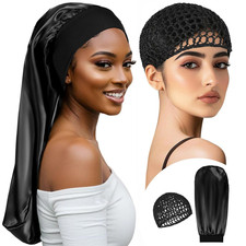 Long Hair Bonnet, Silk Press Wrap, Braid Bonnet, Sleeping Cap, Reusable Elastic