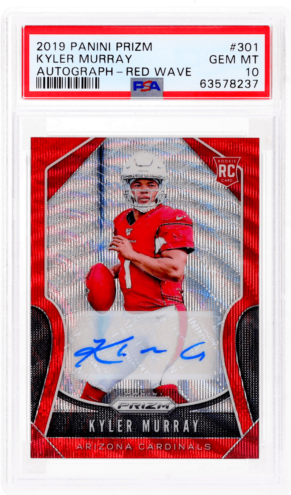 2019 Panini Prizm Kyler Murray Rookie Auto Red Wave #301 /149 PSA 10 RC