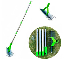 Heavy Duty Thatch Rake Lawn Scarifier Steel Tines Moss Grass Remover Garden Tool
