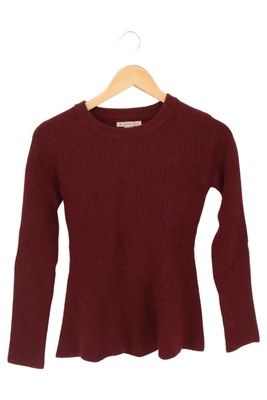 ANNA FIELD Pullover Damen Rot Rippstrick Langarm Elegant Business Gr. 34 XXS