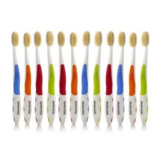 Soft Flossing Manual Toothbrushes for Adults - Pack of 12, Assorted Colors