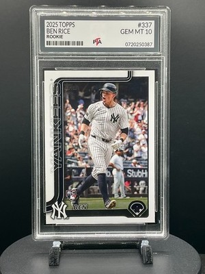 2025 Topps Series 1 #337 Ben Rice True Rookie Yankees Graded GEM MINT PTA 10 