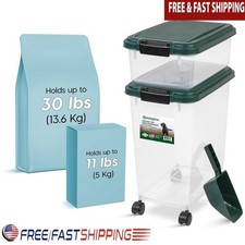 Airtight Pet Food Storage Containers W/ Scoop Treat Box Dog Cat Food Bin New