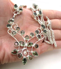 Green Amethyst Prasiolite Gemstone Pendant Necklace Silver Plated 2*16 inch