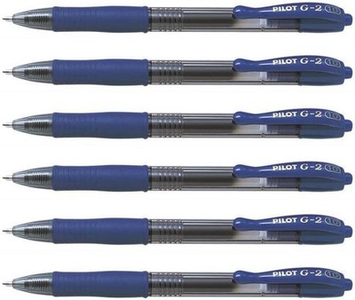 Pilot 6 Stück Tintenroller Gelschreiber G2 10 Breite Spitze 1 mm blau